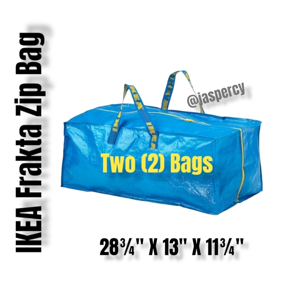 IKEA Frakta - Two (2) ZIPPERED Large Blue Storage Bag Handles/Backpack Storage - Picture 2 of 11